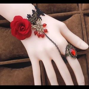 Red Rose Ring Bracelet Wicca Witch Goth Costume